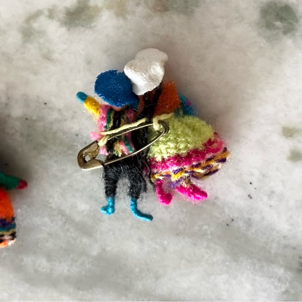 Handmade Vintage Mexico Souvenir Dancing Couple Lapel Pins - Brooch Set of 3 - Picture 9 of 13